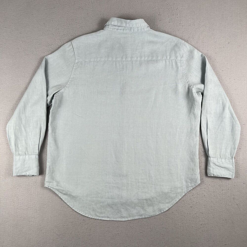 Assembly‎ Label Linen Long Sleeve Collared Button Up Blue Shirt Womens Size 10 - Picture 9 of 11